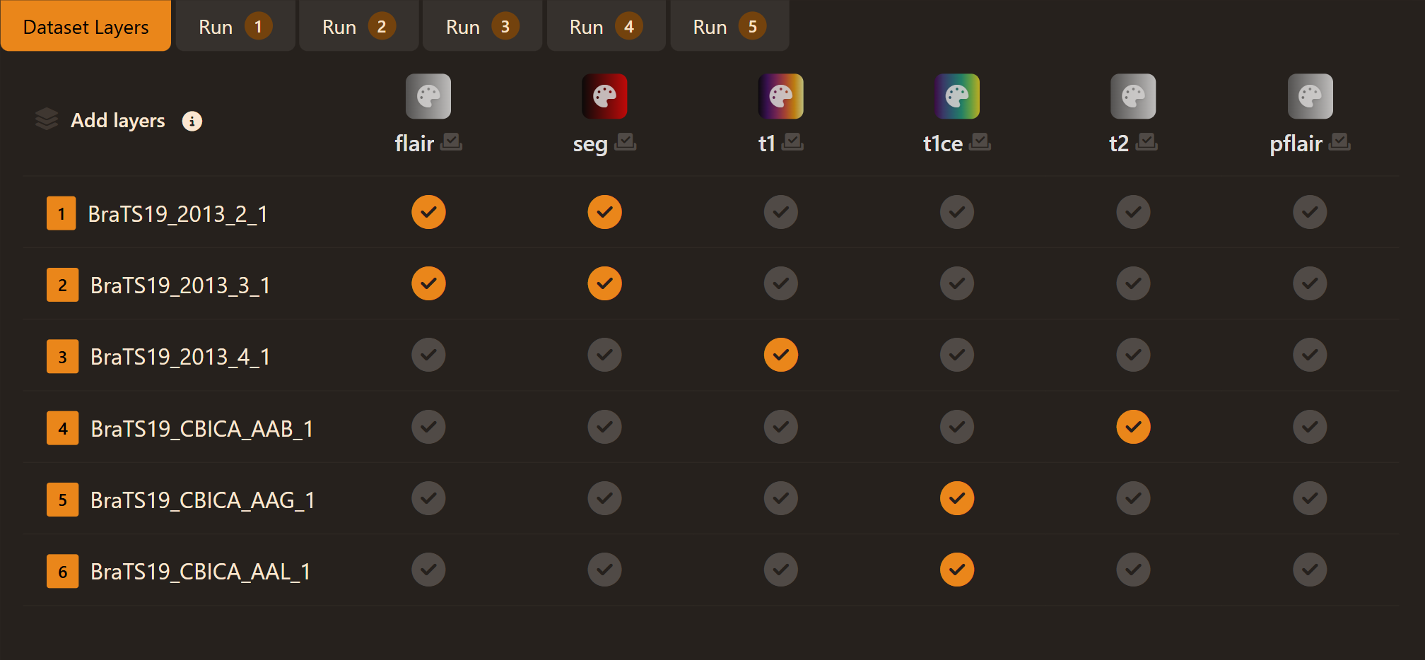 VoxLogicA UI Layers Management - Dark Theme